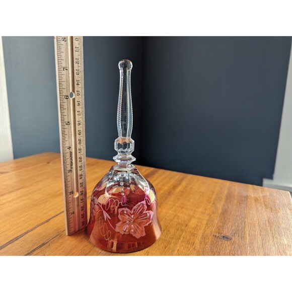 Echt Bleikrystal Hand Cut Cranberry Bell  -  Made In Germany  -  7-1/2" Tall - Picture 4 of 12